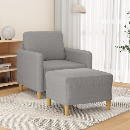 vidaXL Sessel mit Hocker Hellgrau 60 cm Stoff