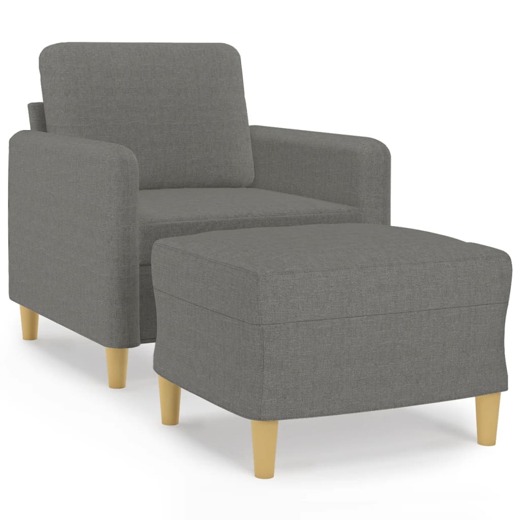 vidaXL Sessel mit Hocker Dunkelgrau 60 cm Stoff