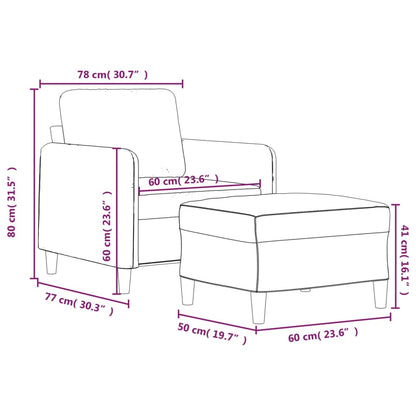 vidaXL Sessel mit Hocker Dunkelgrau 60 cm Stoff