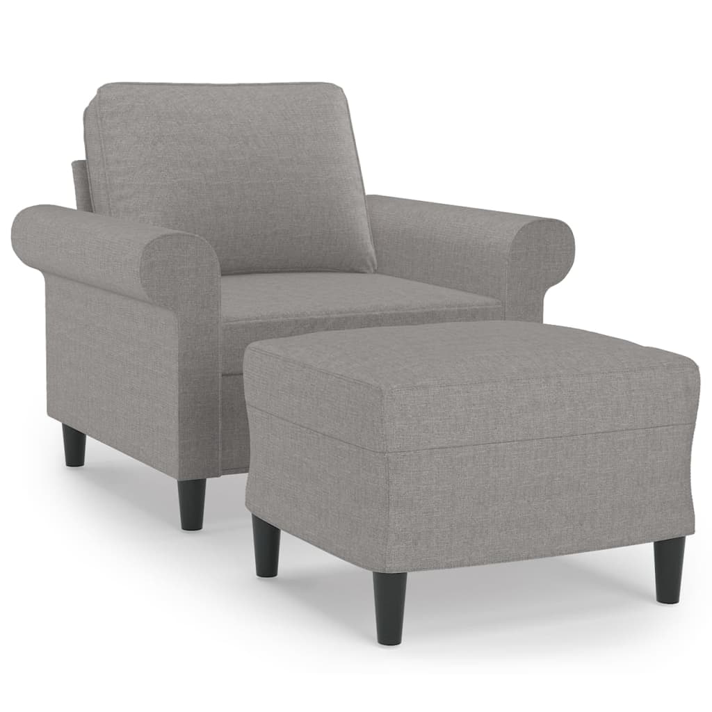 vidaXL Sessel mit Hocker Hellgrau 60 cm Stoff