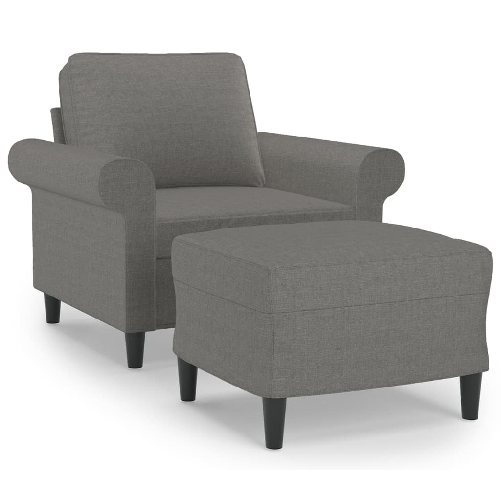 vidaXL Sessel mit Hocker Dunkelgrau 60 cm Stoff
