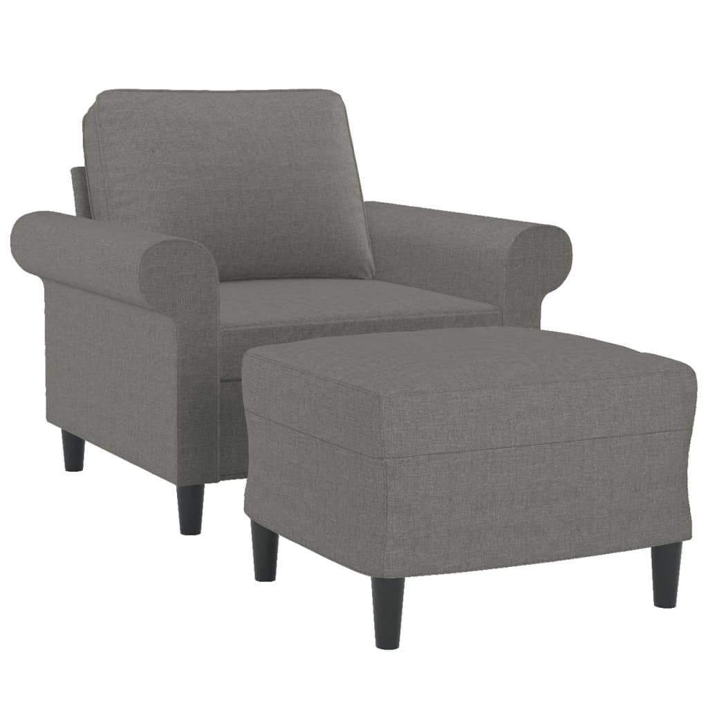 vidaXL Sessel mit Hocker Dunkelgrau 60 cm Stoff
