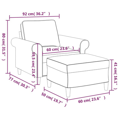 vidaXL Sessel mit Hocker Dunkelgrau 60 cm Stoff