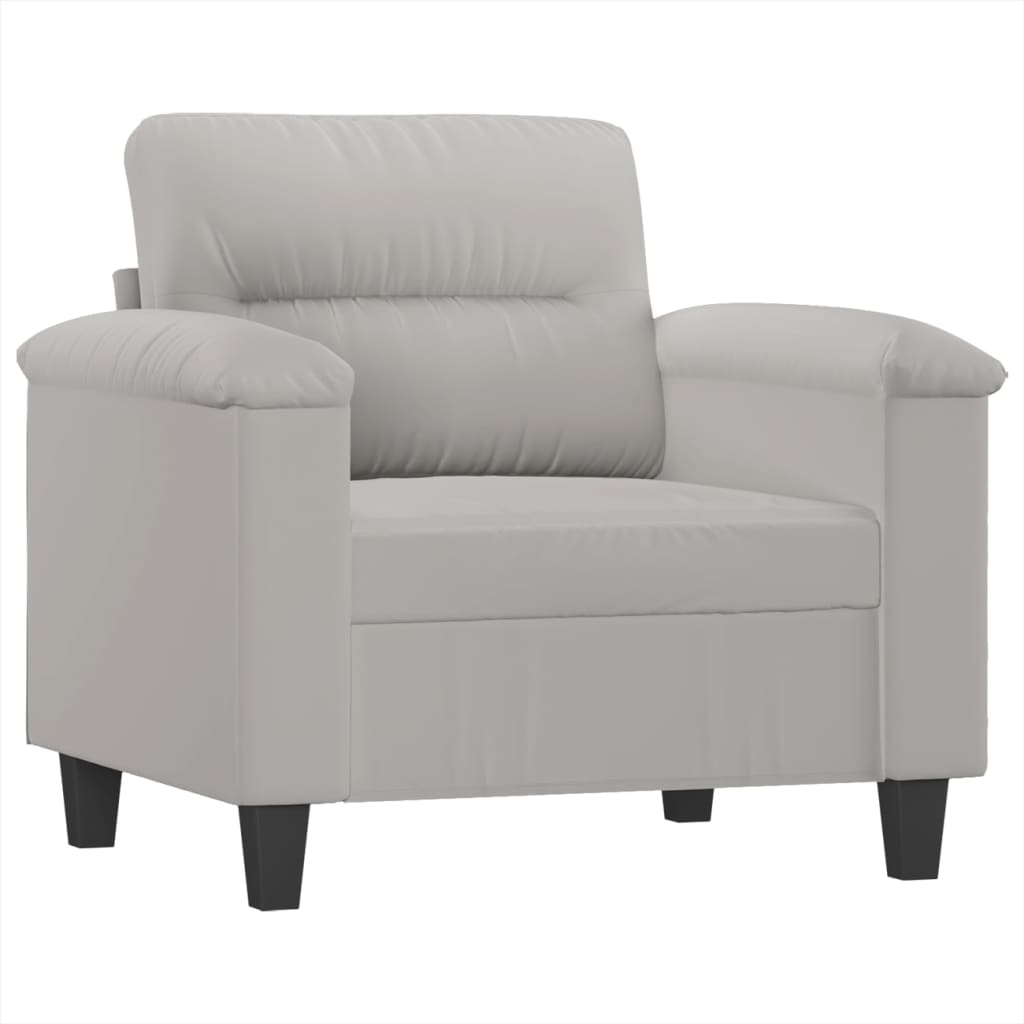 vidaXL Sessel mit Hocker Hellgrau 60 cm Mikrofasergewebe