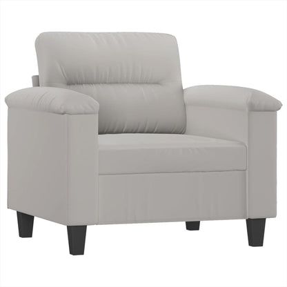 vidaXL Sessel mit Hocker Hellgrau 60 cm Mikrofasergewebe
