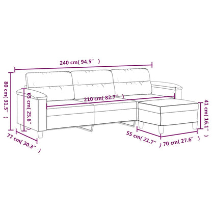 vidaXL 3-Sitzer-Sofa mit Hocker Dunkelgrau 210 cm Mikrofasergewebe