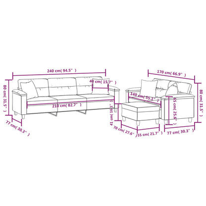 vidaXL Ensemble de canapés 3 pcs avec coussins Gris foncé Tissu microfibre