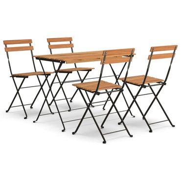 vidaXL 5-tlg. Bistro-Set Klappbar Massivholz Akazie und Stahl