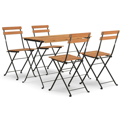 vidaXL 5-tlg. Bistro-Set Klappbar Massivholz Akazie und Stahl