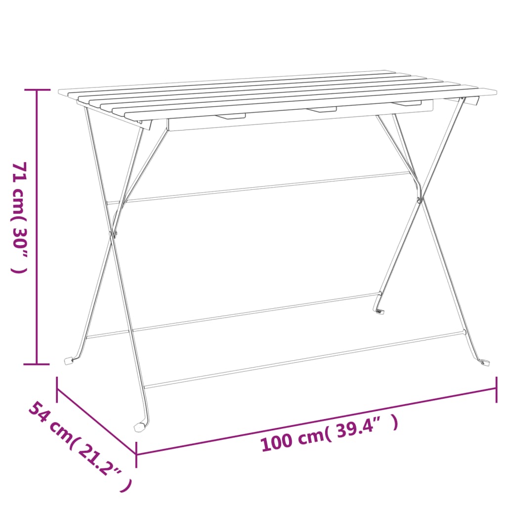 vidaXL 5-tlg. Bistro-Set Klappbar Massivholz Akazie und Stahl