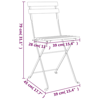 vidaXL 5-tlg. Bistro-Set Klappbar Massivholz Akazie und Stahl