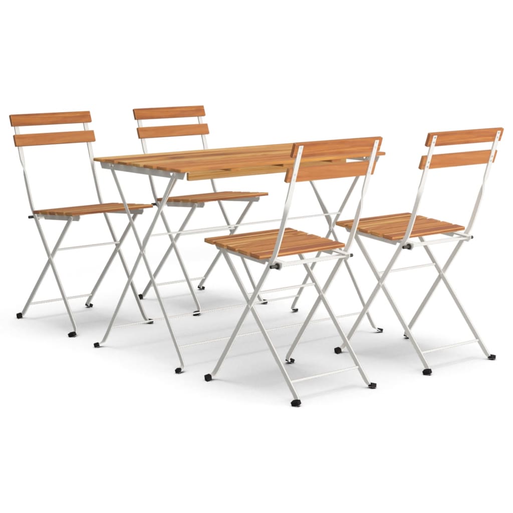 vidaXL 5-tlg. Bistro-Set Klappbar Massivholz Akazie und Stahl