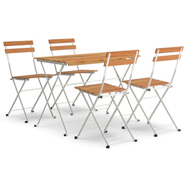 vidaXL 5-tlg. Bistro-Set Klappbar Massivholz Akazie und Stahl
