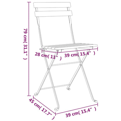 vidaXL 5-tlg. Bistro-Set Klappbar Massivholz Akazie und Stahl