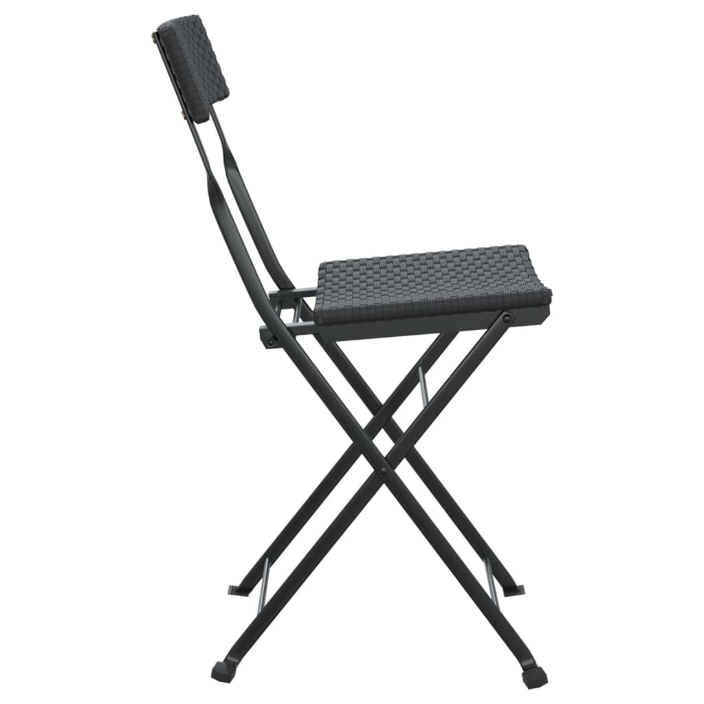 vidaXL Bistrostühle 4 Stk. Klappbar Schwarz Poly Rattan und Stahl