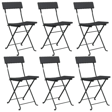 vidaXL Bistrostühle 6 Stk. Klappbar Schwarz Poly Rattan und Stahl