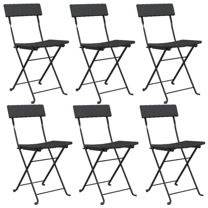 vidaXL Bistrostühle 6 Stk. Klappbar Schwarz Poly Rattan und Stahl
