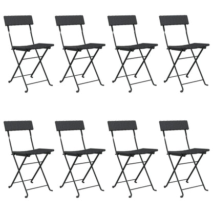 vidaXL Chaises de bistrot pliantes 8 pcs Noir Résine tressée et Acier
