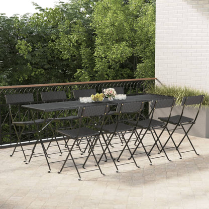 vidaXL Chaises de bistrot pliantes 8 pcs Noir Résine tressée et Acier