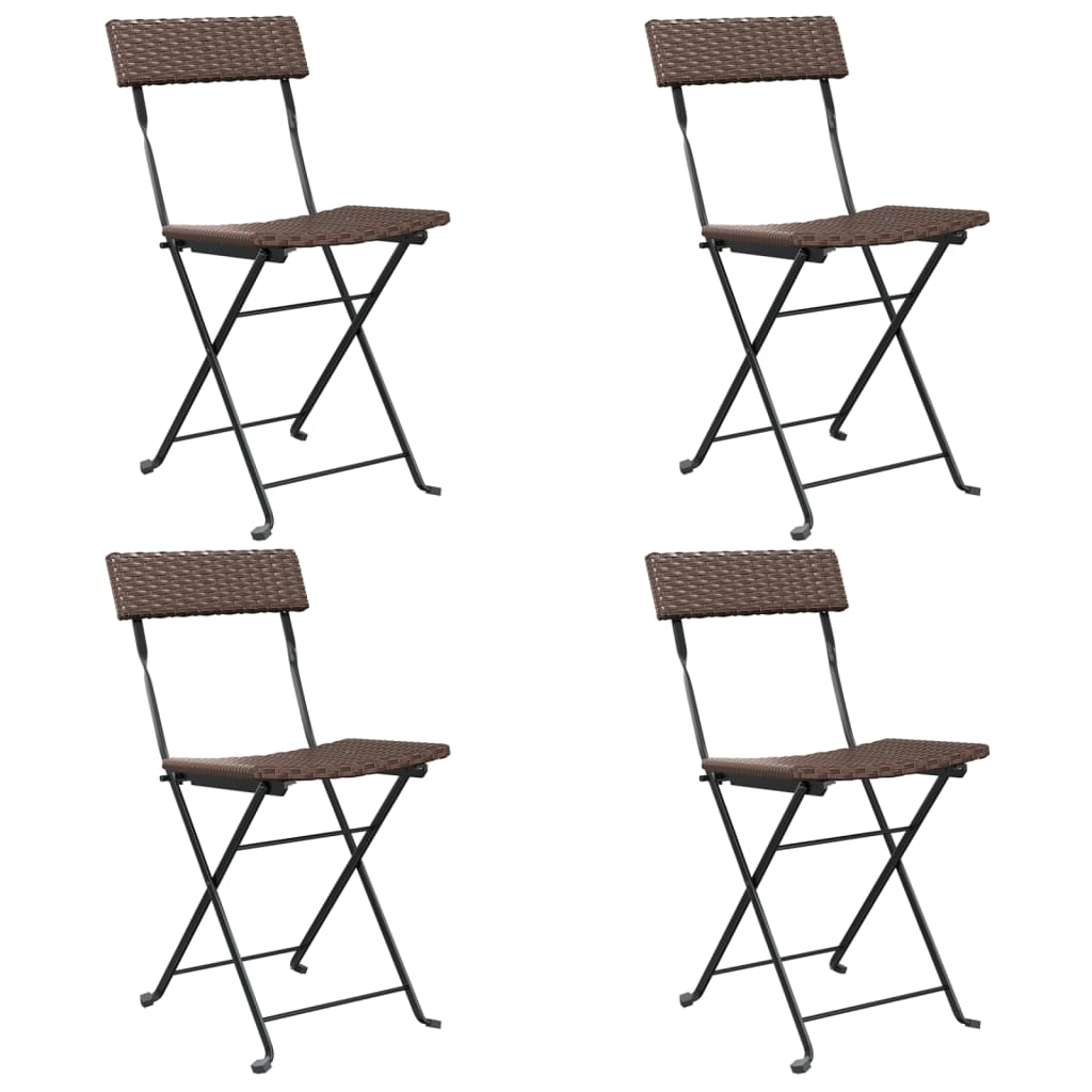 vidaXL Bistrostühle 4 Stk. Klappbar Braun Poly Rattan und Stahl