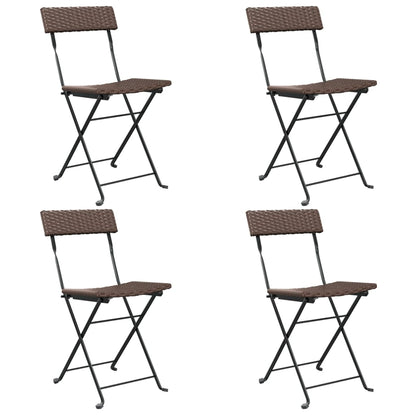 vidaXL Bistrostühle 4 Stk. Klappbar Braun Poly Rattan und Stahl