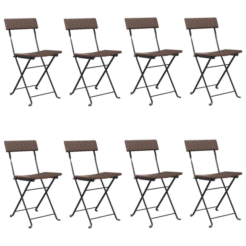 vidaXL Bistrostühle 8 Stk. Klappbar Braun Poly Rattan und Stahl