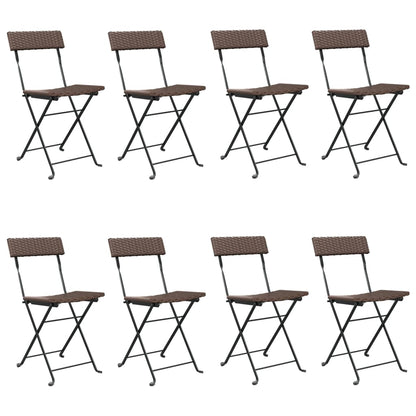 vidaXL Bistrostühle 8 Stk. Klappbar Braun Poly Rattan und Stahl