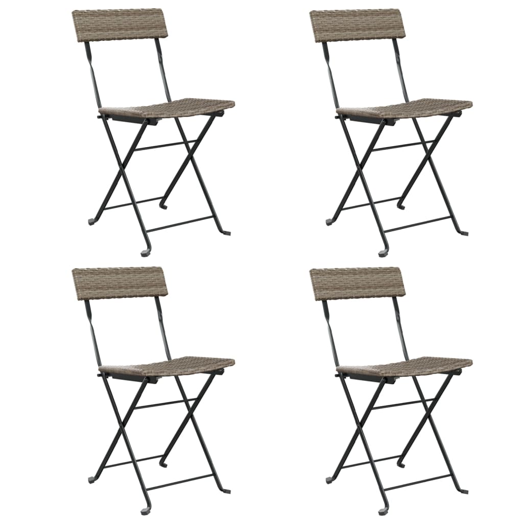 vidaXL Bistrostühle 4 Stk. Klappbar Grau Poly Rattan und Stahl