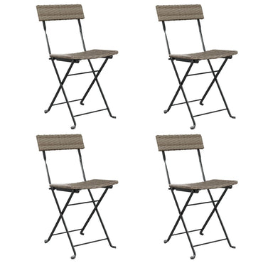 vidaXL Bistrostühle 4 Stk. Klappbar Grau Poly Rattan und Stahl
