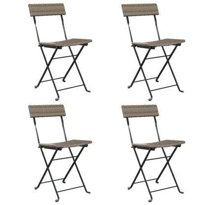 vidaXL Bistrostühle 4 Stk. Klappbar Grau Poly Rattan und Stahl