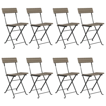 vidaXL Bistrostühle 8 Stk. Klappbar Grau Poly Rattan und Stahl