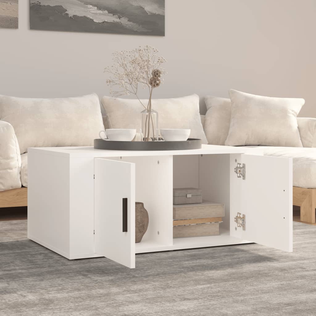 vidaXL Table basse blanche 80x50x36 cm en bois d'ingénierie