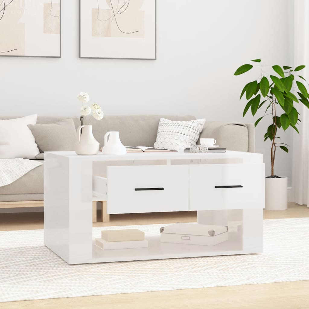 vidaXL Couchtisch Hochglanz-Weiß 80x50x40 cm Holzwerkstoff