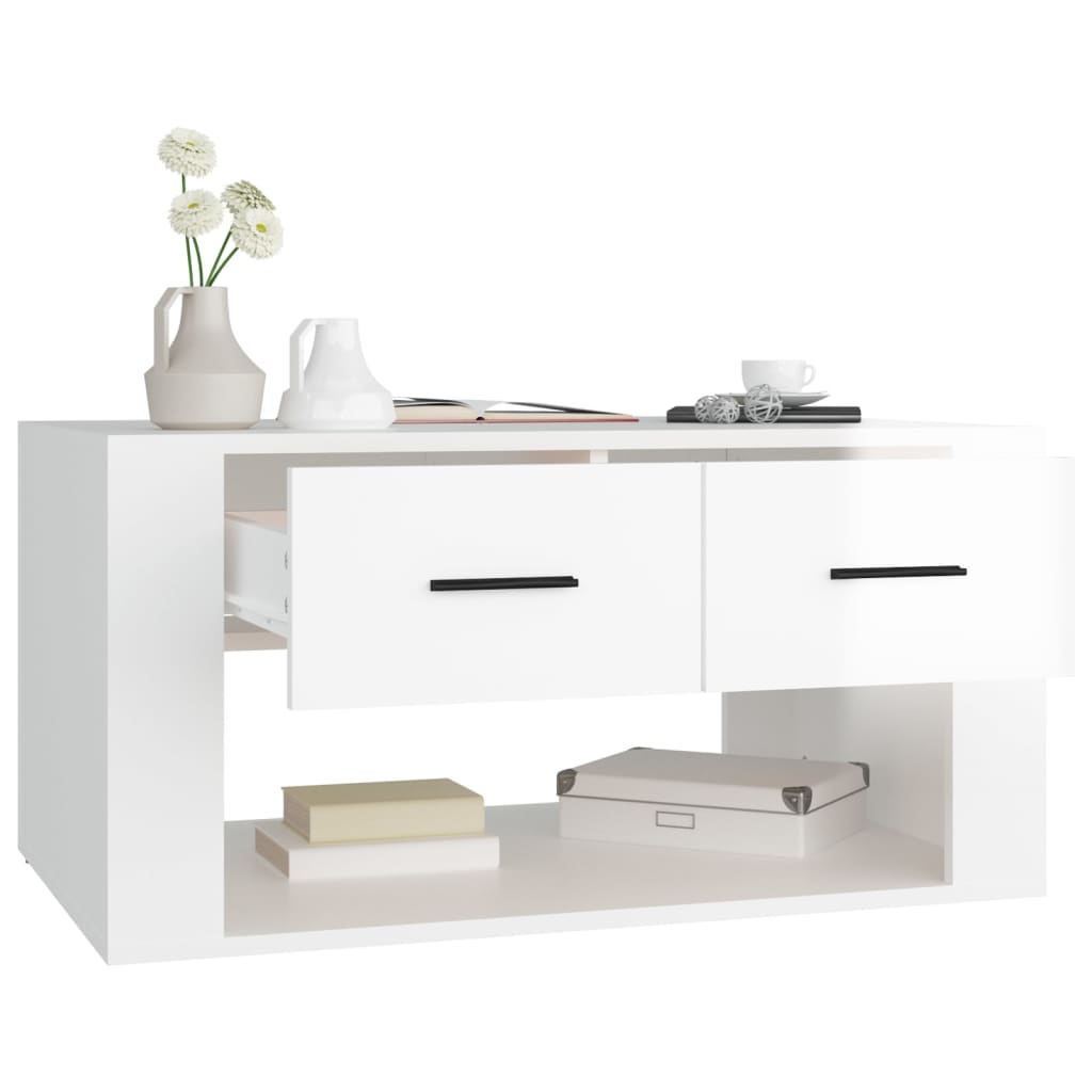 vidaXL Couchtisch Hochglanz-Weiß 80x50x40 cm Holzwerkstoff
