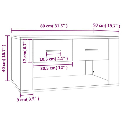 vidaXL Couchtisch Räuchereiche 80x50x40 cm Holzwerkstoff