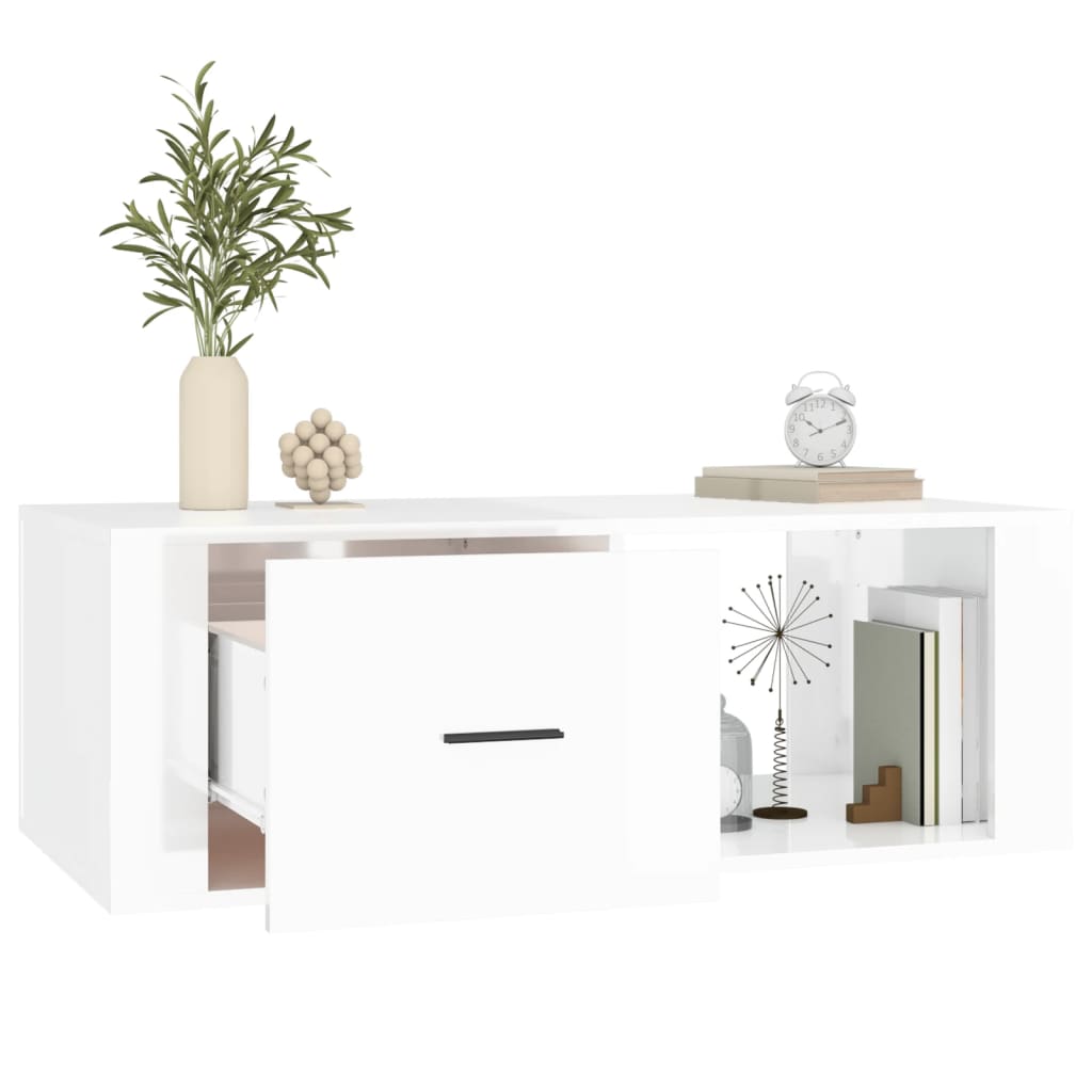 vidaXL Table basse Blanc brillant 100x50,5x35 cm Bois d'ingénierie
