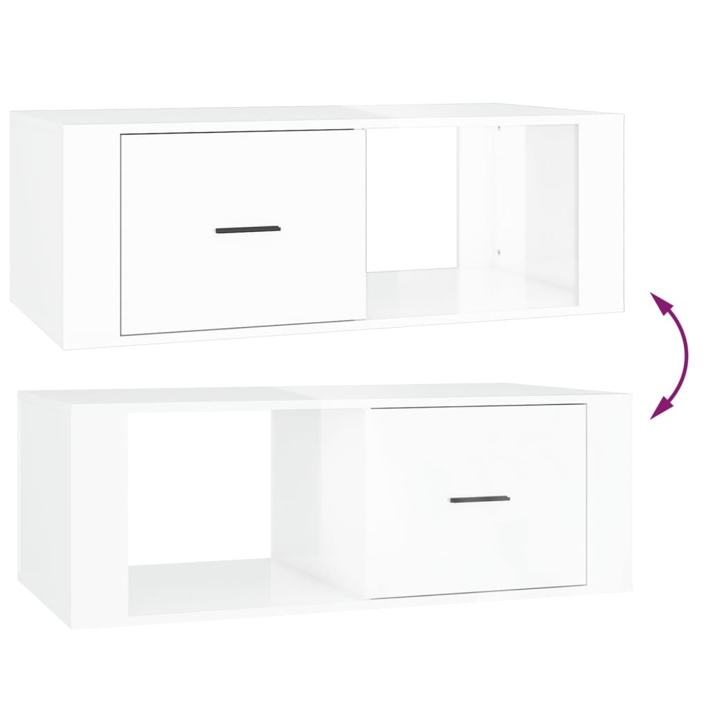vidaXL Table basse Blanc brillant 100x50,5x35 cm Bois d'ingénierie