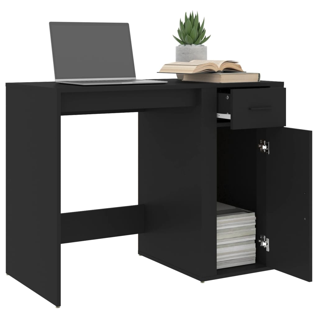 vidaXL Bureau noir 100x49x75 cm en bois d'ingénierie