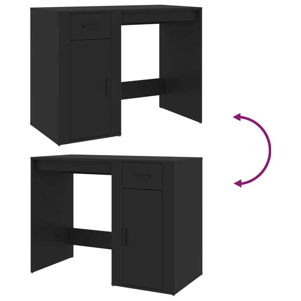 vidaXL Bureau noir 100x49x75 cm en bois d'ingénierie