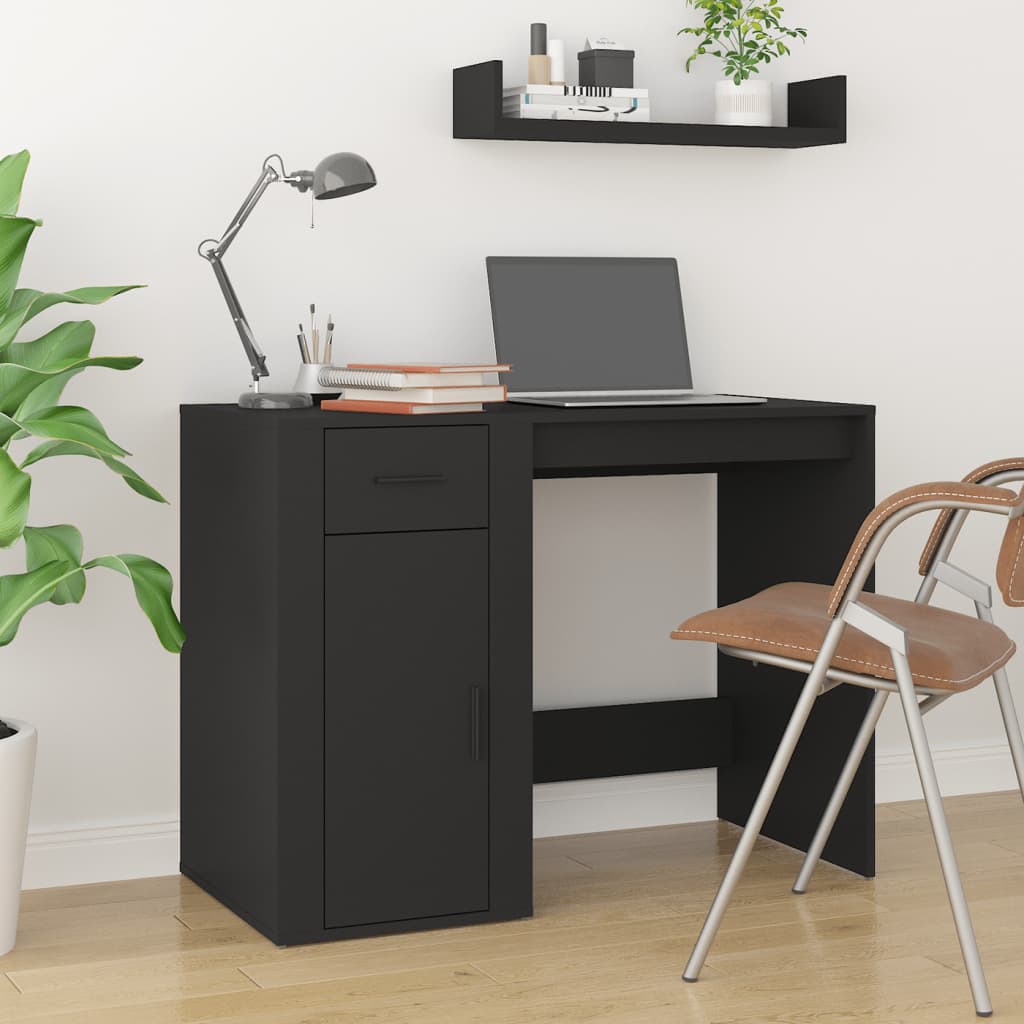 vidaXL Bureau noir 100x49x75 cm en bois d'ingénierie
