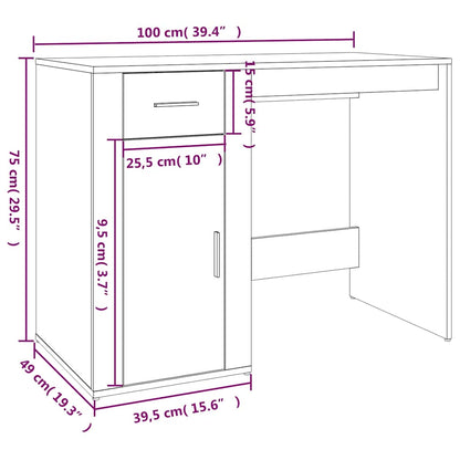 vidaXL Bureau Gris Sonoma 100x49x75 cm Bois d'ingénierie