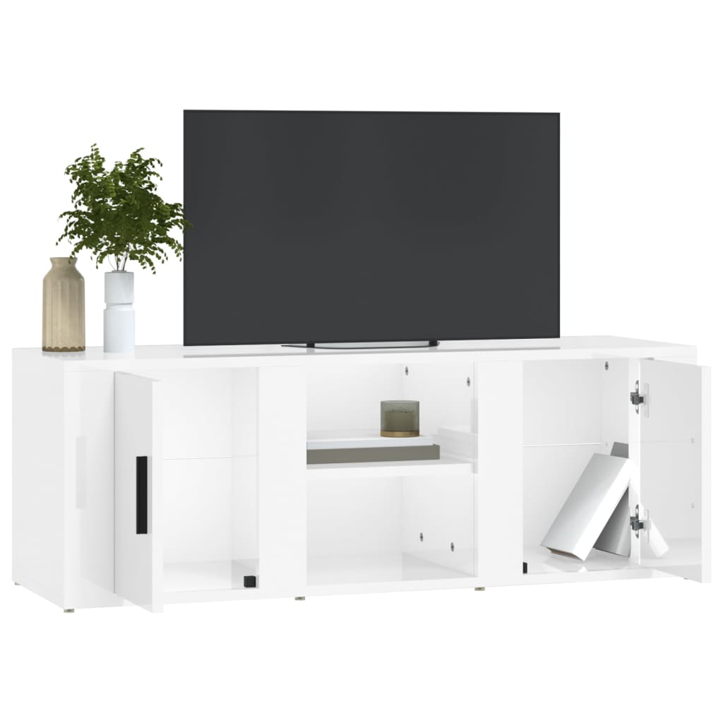 vidaXL TV-Schrank Hochglanz-Weiß 100x31,5x35 cm Holzwerkstoff