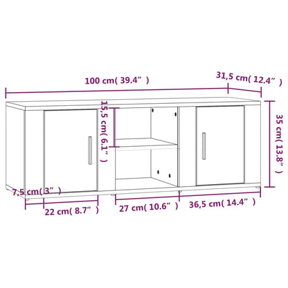 vidaXL TV-Schrank Hochglanz-Weiß 100x31,5x35 cm Holzwerkstoff