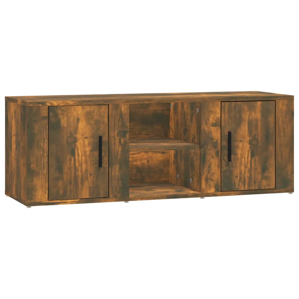 vidaXL Meuble TV chêne fumé 100x31,5x35 cm bois d'ingénierie
