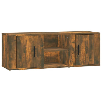 vidaXL Meuble TV chêne fumé 100x31,5x35 cm bois d'ingénierie