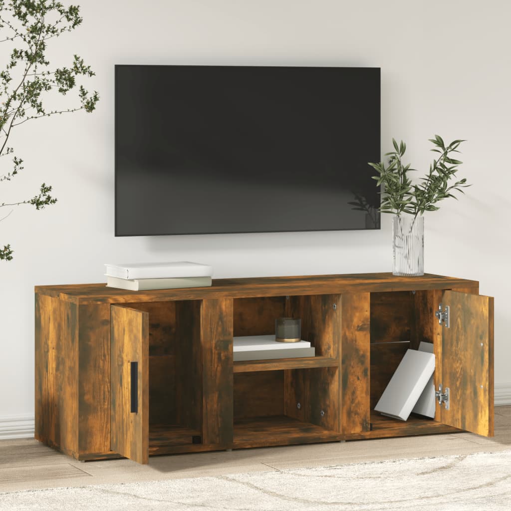 vidaXL Meuble TV chêne fumé 100x31,5x35 cm bois d'ingénierie