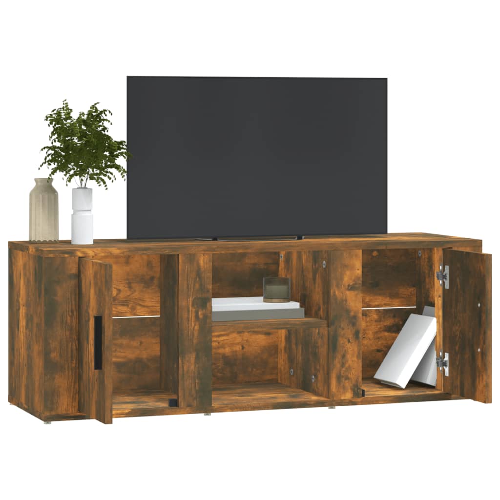 vidaXL Meuble TV chêne fumé 100x31,5x35 cm bois d'ingénierie