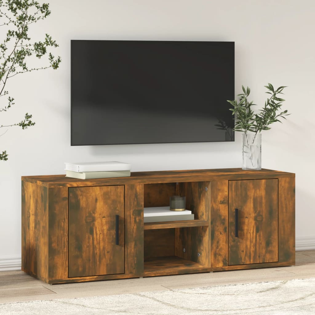 vidaXL Meuble TV chêne fumé 100x31,5x35 cm bois d'ingénierie