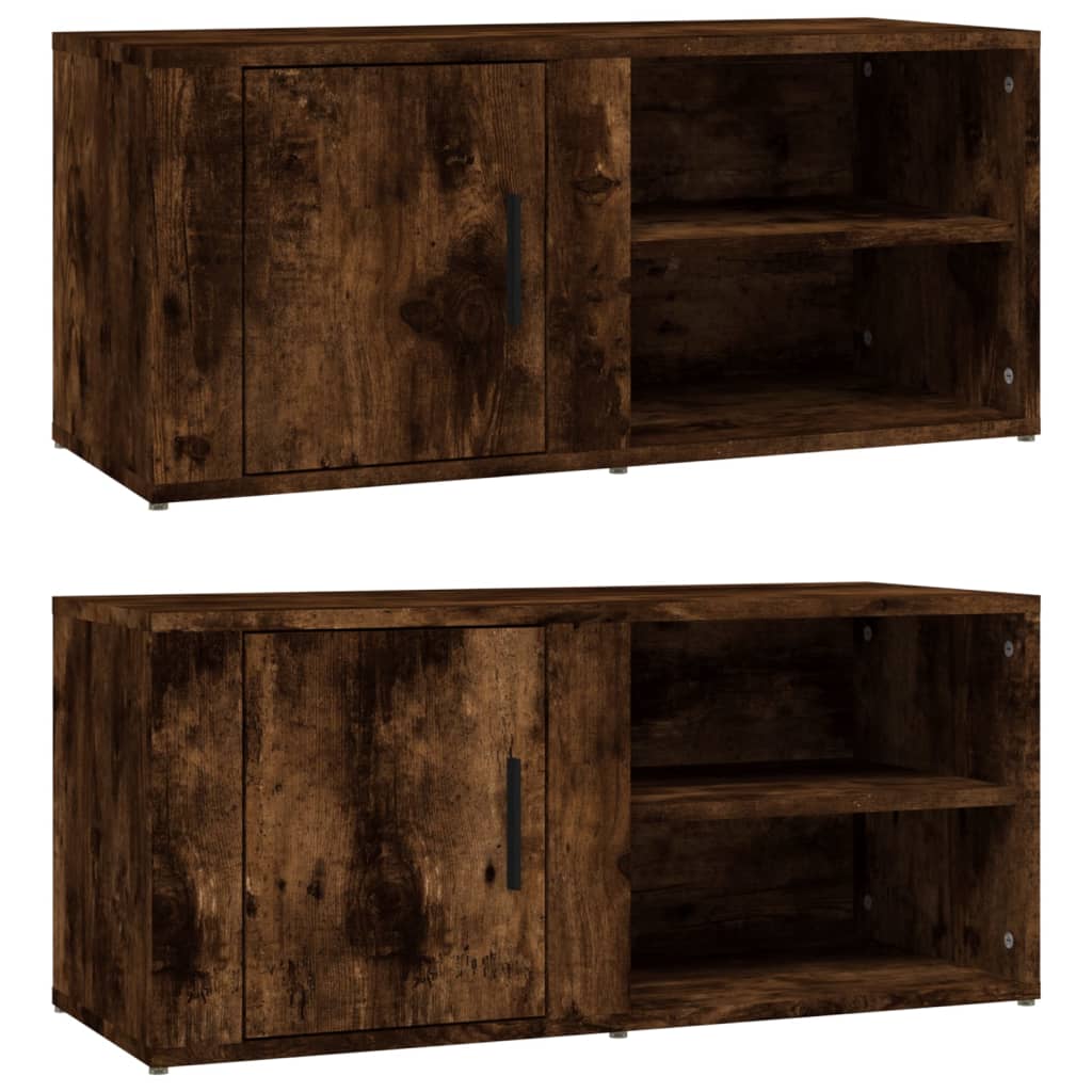 vidaXL TV-Schränke 2 Stk. Räuchereiche 80x31,5x36 cm Holzwerkstoff