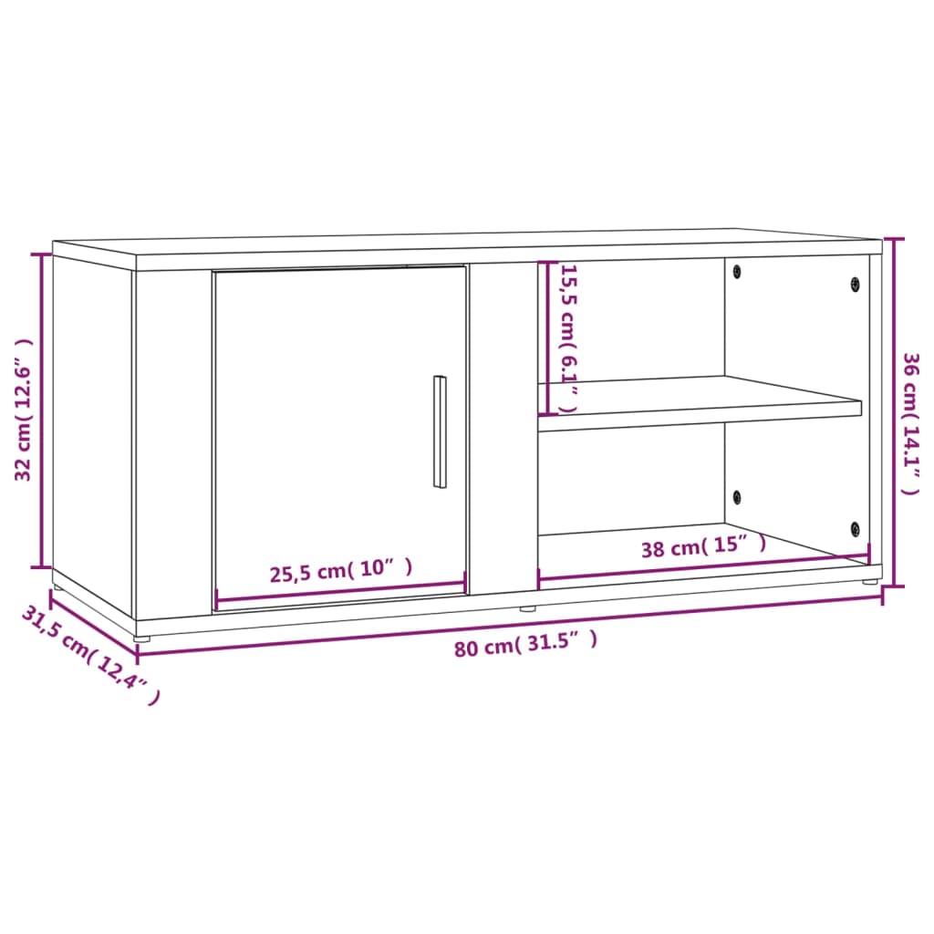 vidaXL TV-Schränke 2 Stk. Räuchereiche 80x31,5x36 cm Holzwerkstoff